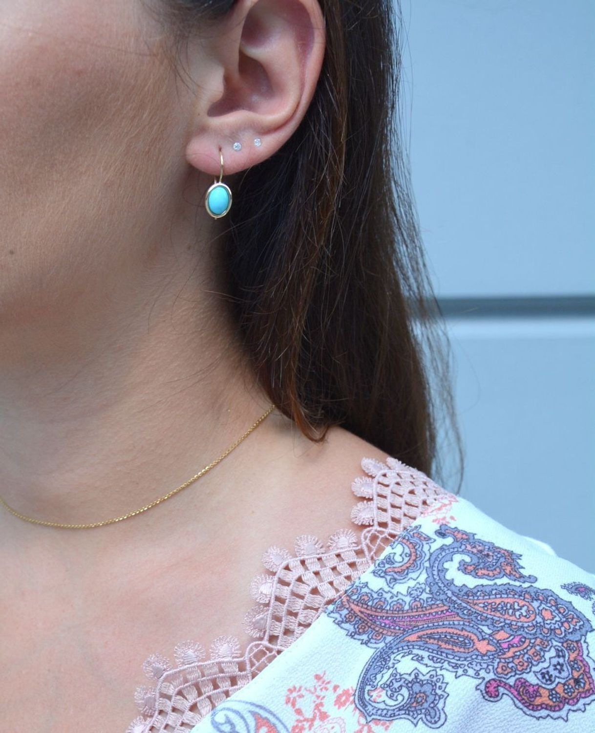 Złote kolczyki owalne z turkusem 585 KL 9400.jpg